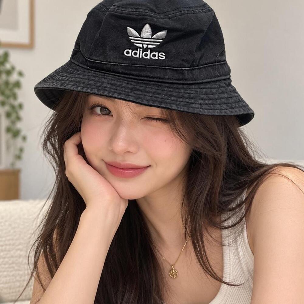 Black adidas bucket hat with